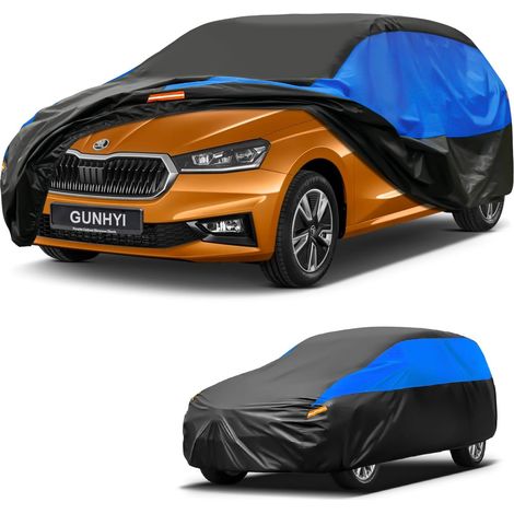 Housse de Voiture Imperméable et Respirante, Bâche pour Škoda Fabia, Housse de Voiture Noire et Bleue, Bâche de Garage Complète pour Protéger de la Pluie.,Convient pour Skoda Fabia (1/5)