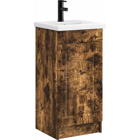 Bathroom Vanity with Sink Smoked Oak 42 x 40 x 84.5 cm vidaXL