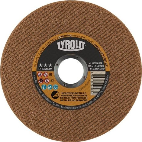 TYROLIT  disco  de  corte  Premium  Ø  125  x  1  mm  metales  no  férreos  22,23  mm  -  34332822 (1/3)