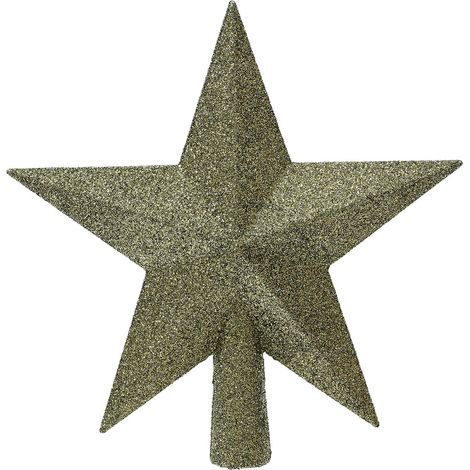 Bruchfeste Weihnachtsbaumspitze Stern Rosmarin mit Glitter Ø 19 cm - Kunststoff