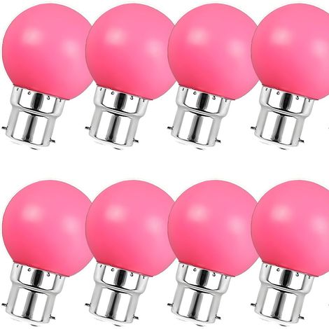 Lot de 8 ampoules LED couleur mini globe G45 B22 à baïonnette 3 W rose pour décoration maison bar et fête (1/5)