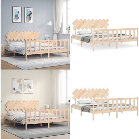 Massivholzbett mit Kopfteil - Holzbett - Kiefernholzbett - Massives Holzbett - Boxspringbetten - Lattenrost - Home & Living (1/5)