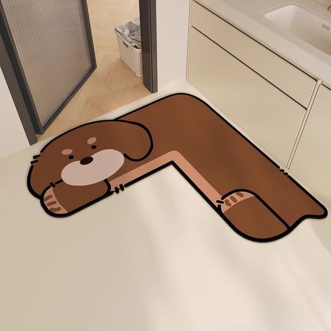 Alfombrilla de baño esquinera en forma de L, diseño moderno, alfombrilla de ducha de microfibra altamente absorbente, alfombrilla de inodoro, 90 cm