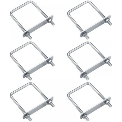 Stück U-Bolzen, M6-U-Bolzen, Edelstahl-U-Bolzen mit Muttern, Platten und Unterlegscheiben, Rohrbefestigungs-Klemmbolzen (rechtwinklig, 80 x 50 mm) FLITI