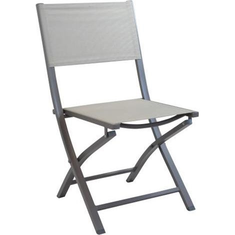 Sedia Copacabana pieghevole in alluminio, seduta e schienale in textilene, 58 x 46 x 85 cm -Taupe / Confezione da 4 pezzi