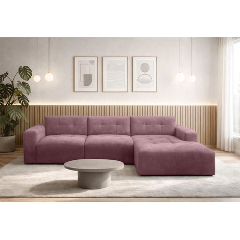 AX LIVING Couch in L Form Corlu Rosa Sofa für Wohnzimmer 310 cm R