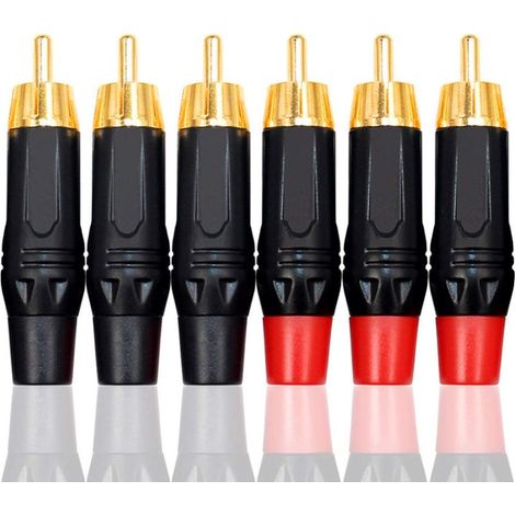 6 Pièces Fiches Mâles RCA, Fiches à Souder Plaquées or Phono Audio, Connecteur de Câble Jack RCA (1/5)