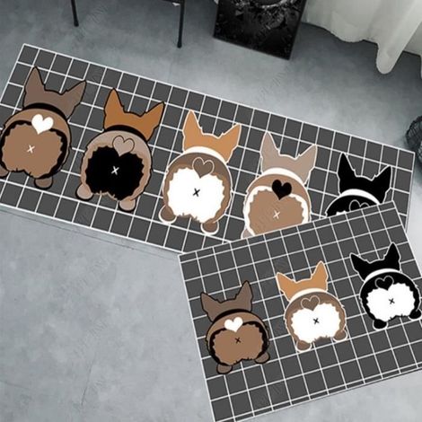 Ensemble de 2 Tapis D'entrée Tapis de Cuisine Antidérapant Tapis de Salle de Bain Lavable Tapis Confortable, 40x60cm 40x120cm (1/4)