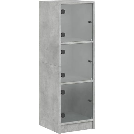 Aparador cómoda mueble de almacenaje organizador cocina salón salón con puertas de cristal 35 x 37 x 109 cm gris 020030118