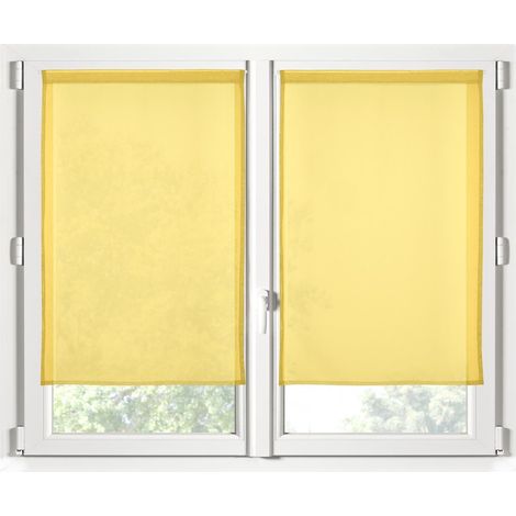 Paire de Rideaux Voile 70 x 200 cm Brise bise jaune