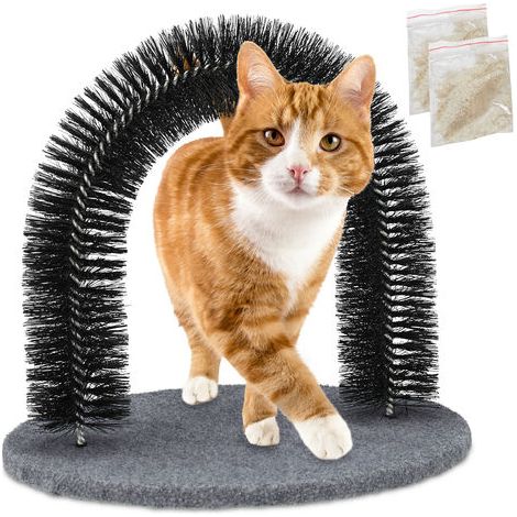Cepillo para gatos con hierba gatera, aseo, bienestar, masaje, apto para todo tipo de pelaje, negro.