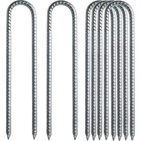 [JAMAIS UTILISÉ] 6 pièces 30CM Piquets de Sol en Forme de U, Acier galvanisé Ancrage de Tente Clous de Trampoline Crochets pour la sécurisation de clôtures, tentes, auvents, Camping, Trampolines (1/5)