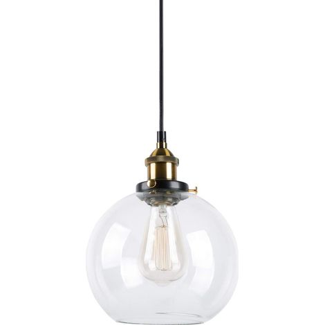 Pendelleuchte Industrielle Hängelampe Vintage aus Glas E27 Glasschirm Hängeleuchte für Schlafzimmer Wohnzimmer Esszimmer - 20cm Kugelförmig