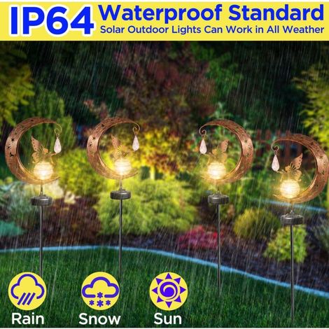 Lampe solaire décorative métal et verre – IP64 – Panneaux solaires haute qualité – Autonomie 6-8h – Hauteur 84 cm – Pour jardin ou allée