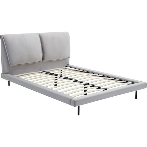 Letto 160 x 200 cm Velluto Grigio - IBEDIA (1/5)