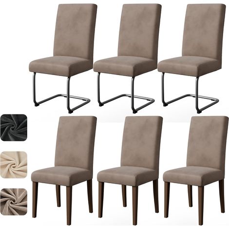Housse de Chaise élastique Velours 6 Pièces Camel (1/5)