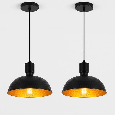 Suspension en métal noir et or 31 cm E27 Forcoso (lot de 2) (1/4)