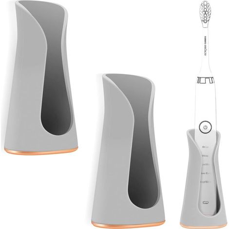 Lot de 2 supports muraux pour brosse à dents électrique - Support de rangement pour brosse à dents électrique sans trace (gris) (1/5)