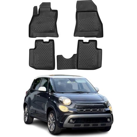 OMAC Tapis de Sol Compatible avec Fiat 500L 2012-2024 en Caoutchouc Noir (1/5)