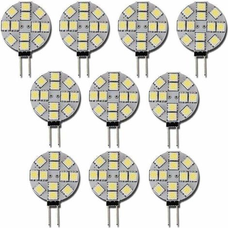 Ulisem Lot de 10 ampoules LED G4 DC 12 V, non dimmables, blanc 6 000 K, remplacement d'une ampoule halogène 20 W pour cuisine, camping-car, caravane, bateau