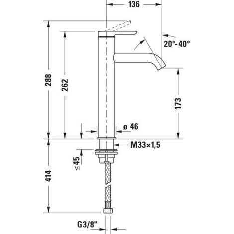 DURAVIT C11033002046 C.1 Mitigeur monocommande lavabo L