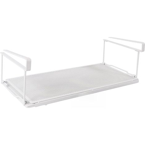 Extendible Metal Under-Shelf Hanging Storage Basket White