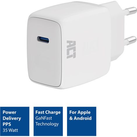 Cargador USB-C 35W con Power Delivery PPS y Ganfast