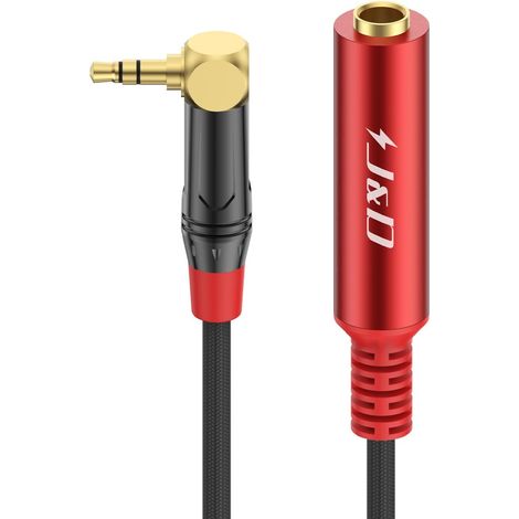 Adaptateur Audio Stéréo Jack 6,35mm Femelle vers 3,5mm Mâle, Câble TRS 1/4 vers 1/8 Pouce pour Casque, Amplificateur, Guitare, Console de Mixage, Piano, 30cm, Rouge (1/5)