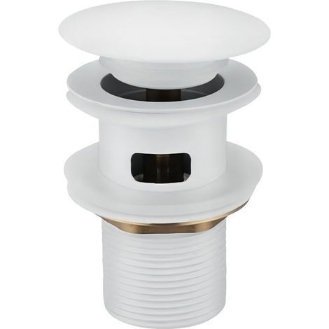 Garniture de vidage pour lavabo avec trop-plein, bonde de vidage, Pop Up Valve,Garniture de vidage universelle pour lavabo et plan de toilette (Blanc) (1/4)