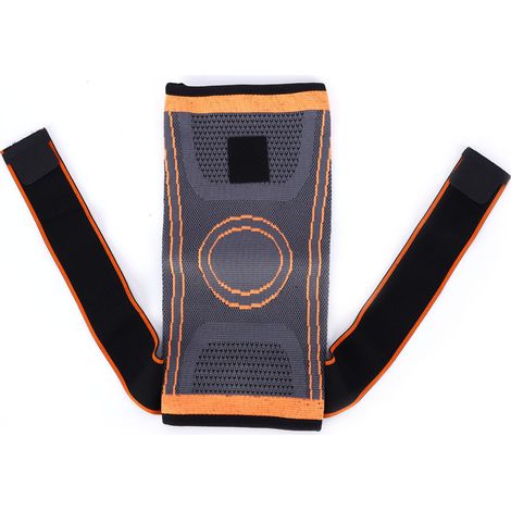 Atmungsaktive Kompressionsmanschette für Radfahren und Wandern, grau-orange Sport-Kniebandage, Stützband (1/5)