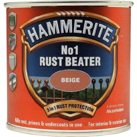 Hammerite No.1 Rust Beater Paint in Beige - 250ml, Rust-Resistant Metal Primer and Protective Coating (1/5)