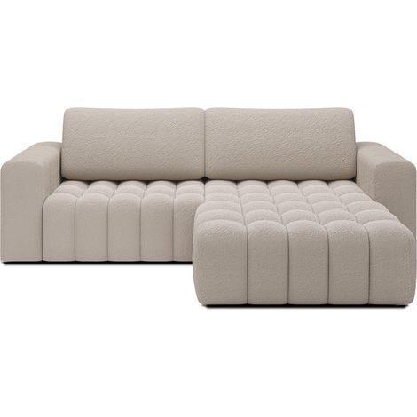 Canapé d'angle droit convertible Clovis Bouclette Beige (1/5)