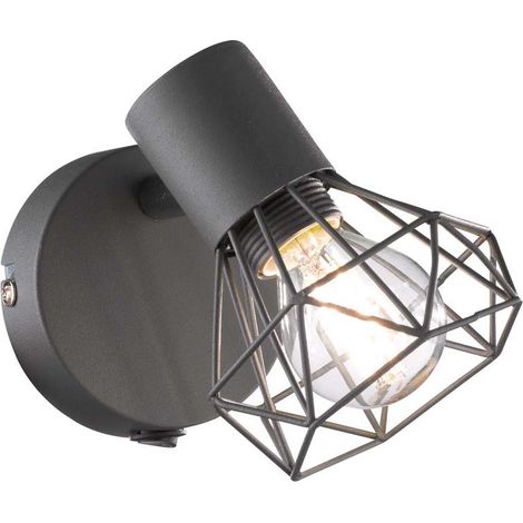 Wandstrahler RAN Grau mit Schalter, Gitterlampe schwenkbar, Breite 8cm (1/5)