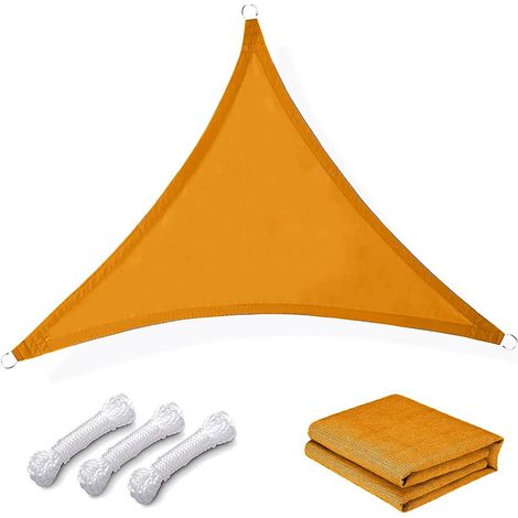 Auvent triangulaire d'extérieur pliable, orange, 3 x 3 x 3 m (1/5)