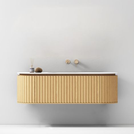 Mobile Bagno Sospeso 140 cm Rovere Chiaro Sospeso Senza Specchio - Reid (1/5)