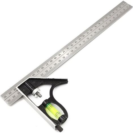 Règles à tracer Carrée Outils de Mesure,équerre combinée 300 mm,Acier Inoxydable Règle d'angle de Combinaison avec règle Réglable d'angle Droit d'alliage de Zinc Outil,Règle à Angle Carrée Combinaison (1/4)