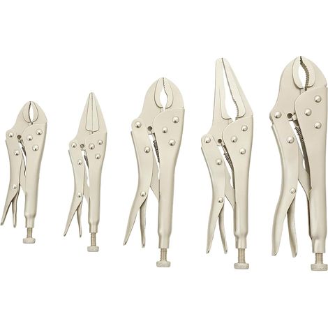 M.J COMFY-LIFE A Set of 5 Locking Pliers, Including 5-Inch, 7-Inch, and 10-Inch Curved Jaw, a Set of 6-Inch and 9-Inch Needle-Nose Locking Pliers, and a Versatile Clamping Tool for Woodwork (1/5)