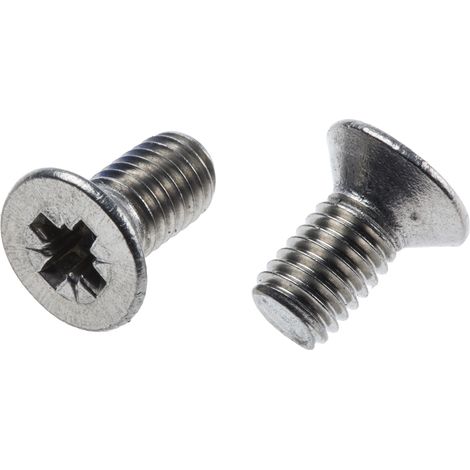 Vis à métaux RS PRO M5 à tête Fraisée Pozidriv en Acier Inoxydable, 10mm ( Prix pour Sachet de 100 )
