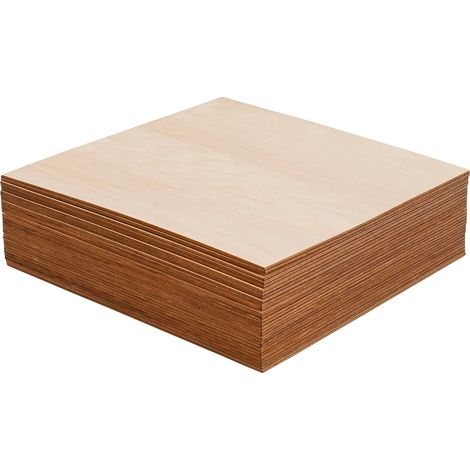 Láminas de madera contrachapada de tilo, 300 x 300 x 3 mm, 30 láminas por juego, adhesivo de resina de urea-formaldehído, resistente a la humedad, dureza mejorada. (1/5)