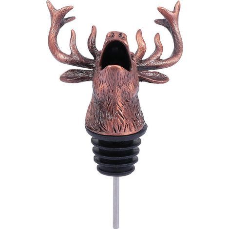 Bouchon de bouteille de vin décoratif en forme de tête de cerf pour Noël (1 pièce), verseur à vin rouge durable-9.5x6x6cm (1/3)
