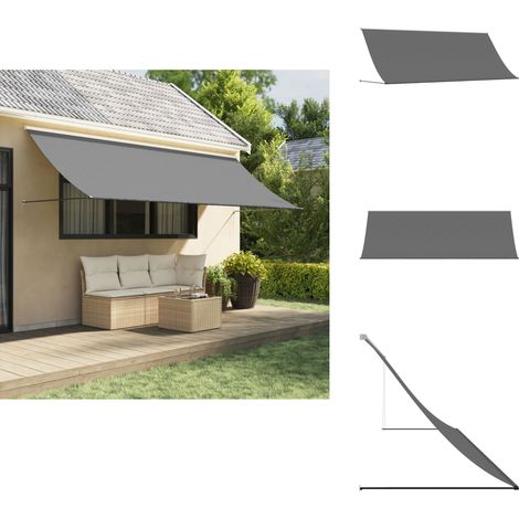 Auvent rétractable anthracite 400x150 m tissu et acier - Auvent Retractable - Parasol Mural - Ombre Solaire - Protection Uv - Décoration Extérieure (1/5)