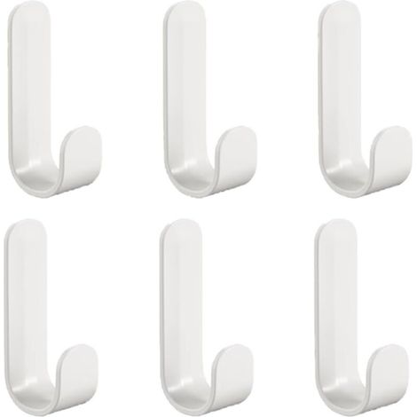 Selbstklebende Haken, 6 Kunststoffhaken, selbstklebende Wandhaken, Handtuchhaken, für Küche, Bad, Wohnzimmer, Weiß (1/5)