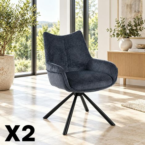 Chaise pivotante bleue à accoudoirs (lot de 2) IENA (1/5)