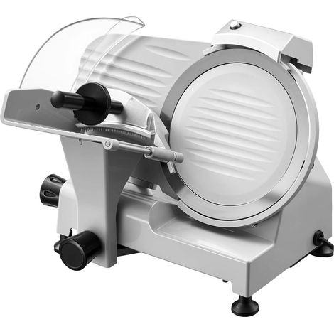 Mophorn Cortadora de carne comercial eléctrica de 300 W, equipada con una cuchilla desmontable de acero al carbono de 25 cm y bandeja para alimentos. Permite ajustar el grosor de corte de 0 a 12 mm (1/5)