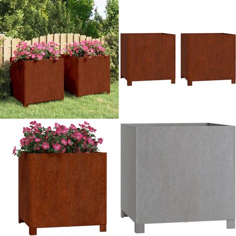 Jardinières avec pieds 2 pcs Rouillé 49x47x50 cm Acier corten - Jardinières - Pots De Fleurs - Balcon - Patio - Jardin - Home & Living (1/5)
