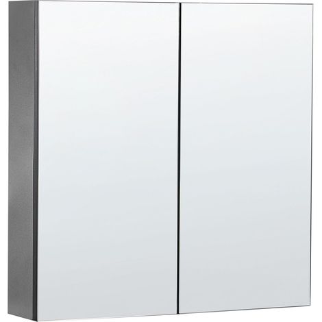 Bathroom Wall Mounted Mirror Cabinet NAVARRA 60 cm 60 cm Black