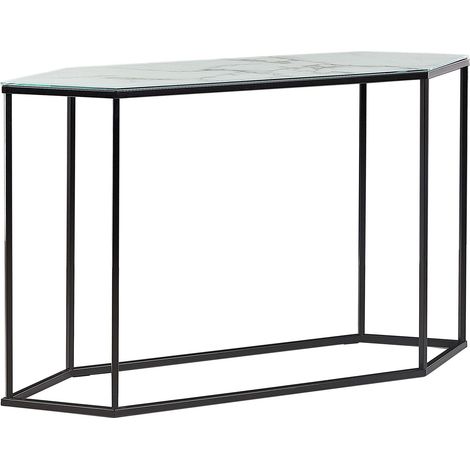 Konsolentisch PERRIN Sicherheitsglas Marmor Optik / Schwarz