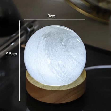 (Lampe blanche unique) Lampe boule de cristal 3D unique avec projection de galaxie et de planète, alimentée par USB. (1/5)