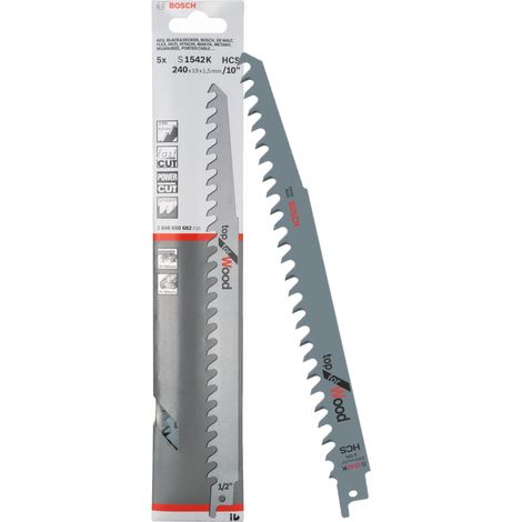 BOSCH S1542K (pkt of 5) Top for wood 240mm 3TPI