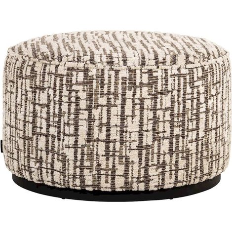 Pouf rond tissu crème design contemporain salon cosy - crème texturé effet chiné (1/4)